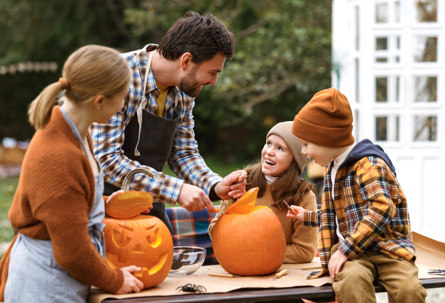 Family Carving Pumpkins